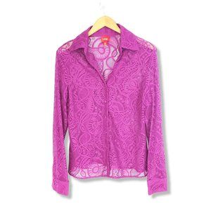 Latina Life Purple Sheer Lace Button-up Top size 14